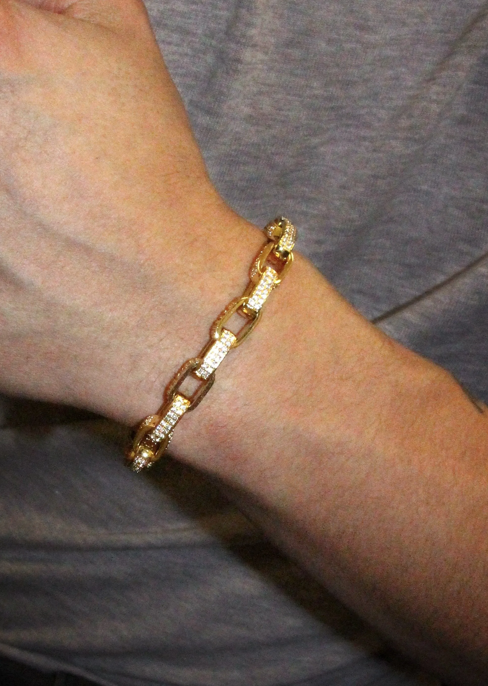 Gold Plated Iced Out Hermes Bracelet