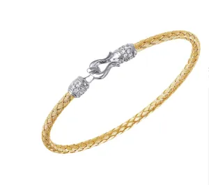 Gold Plated Mesh CZ Rondelle Clasp Bangle Bracelet (SI5283)