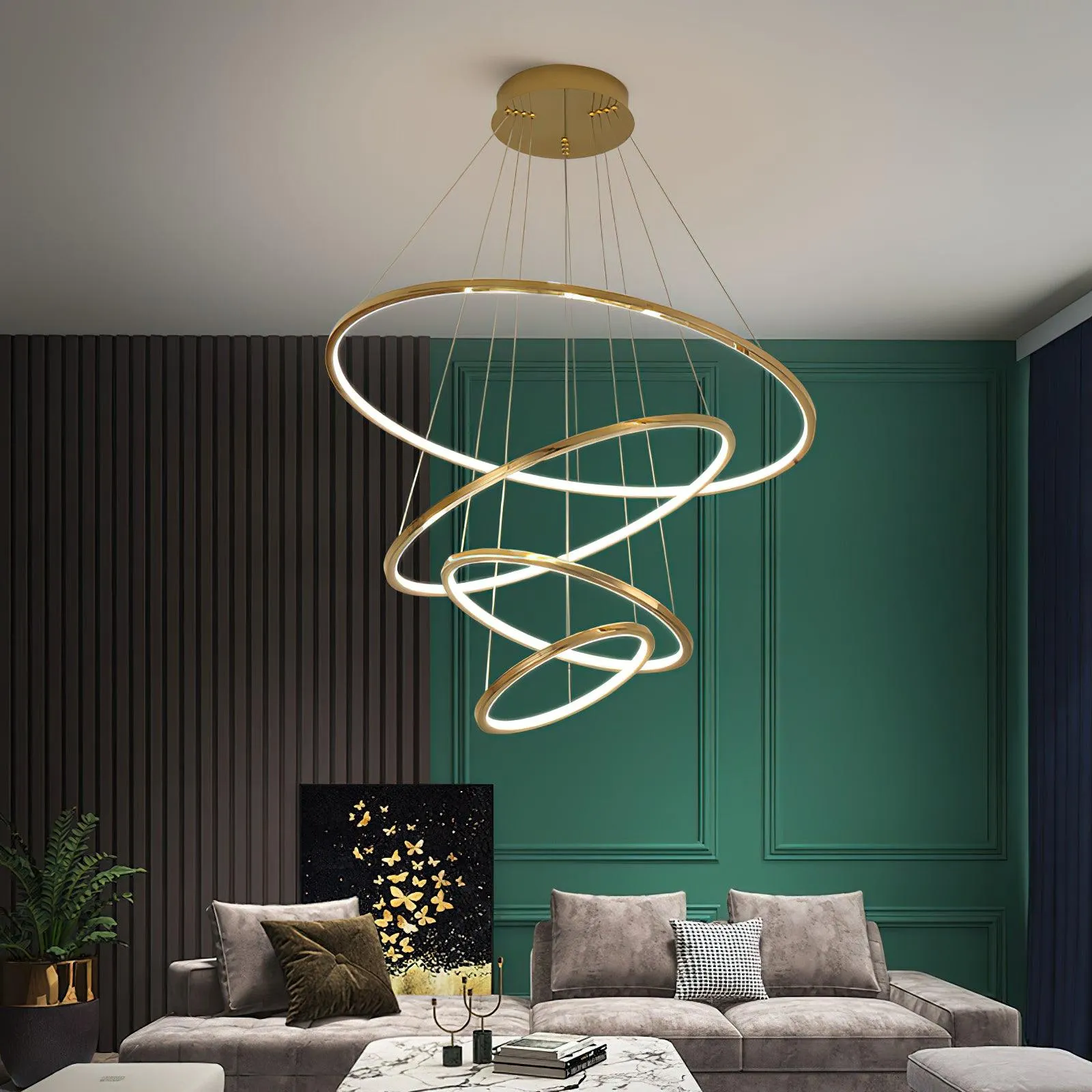 Gold Rings Chandelier