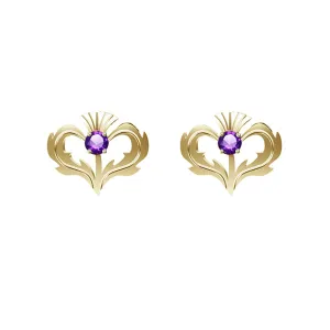 GOLD THISTLE EARRINGS WITH AMETHYST