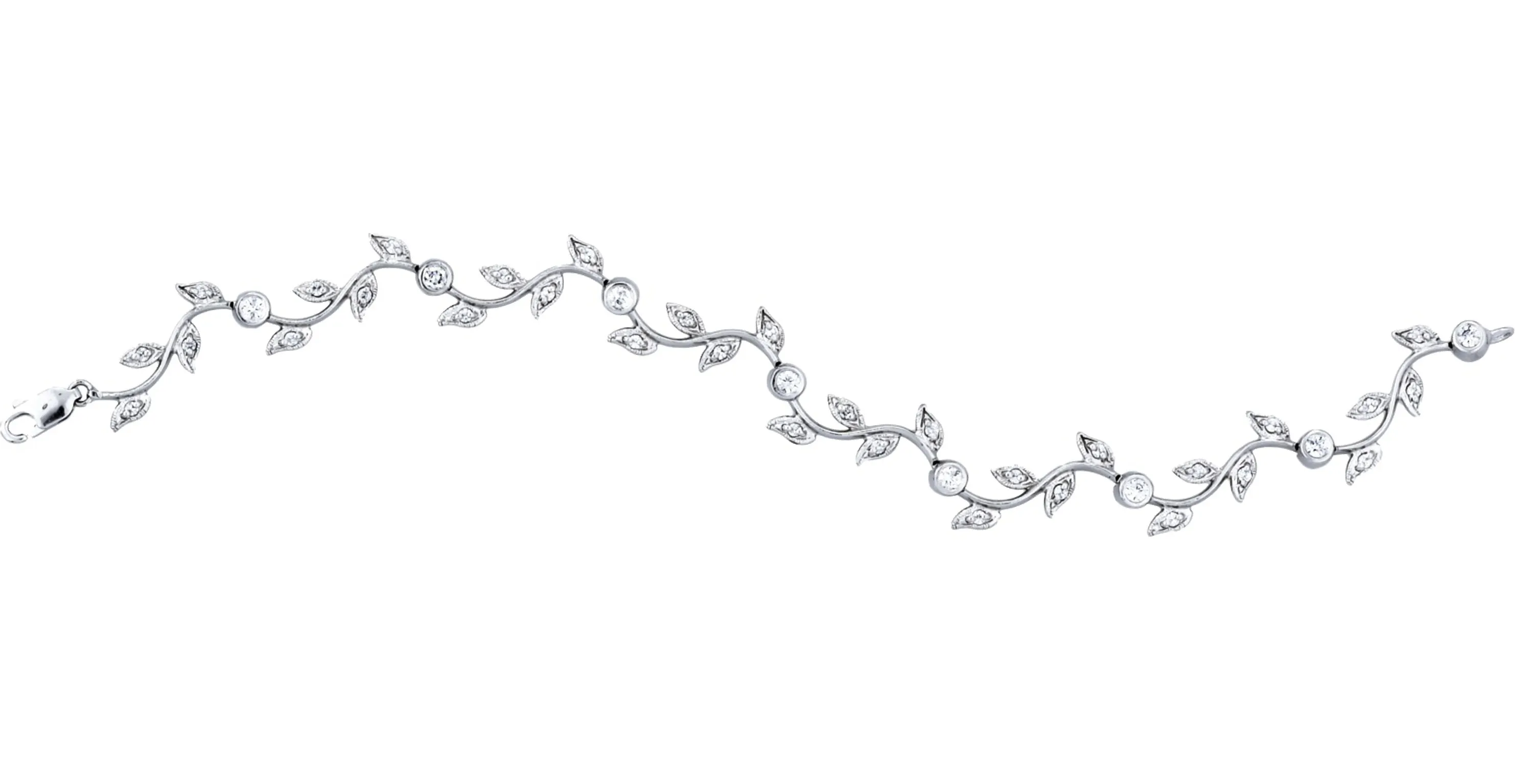 Grape Vine Necklace (1.25 ct Diamonds) in White Gold