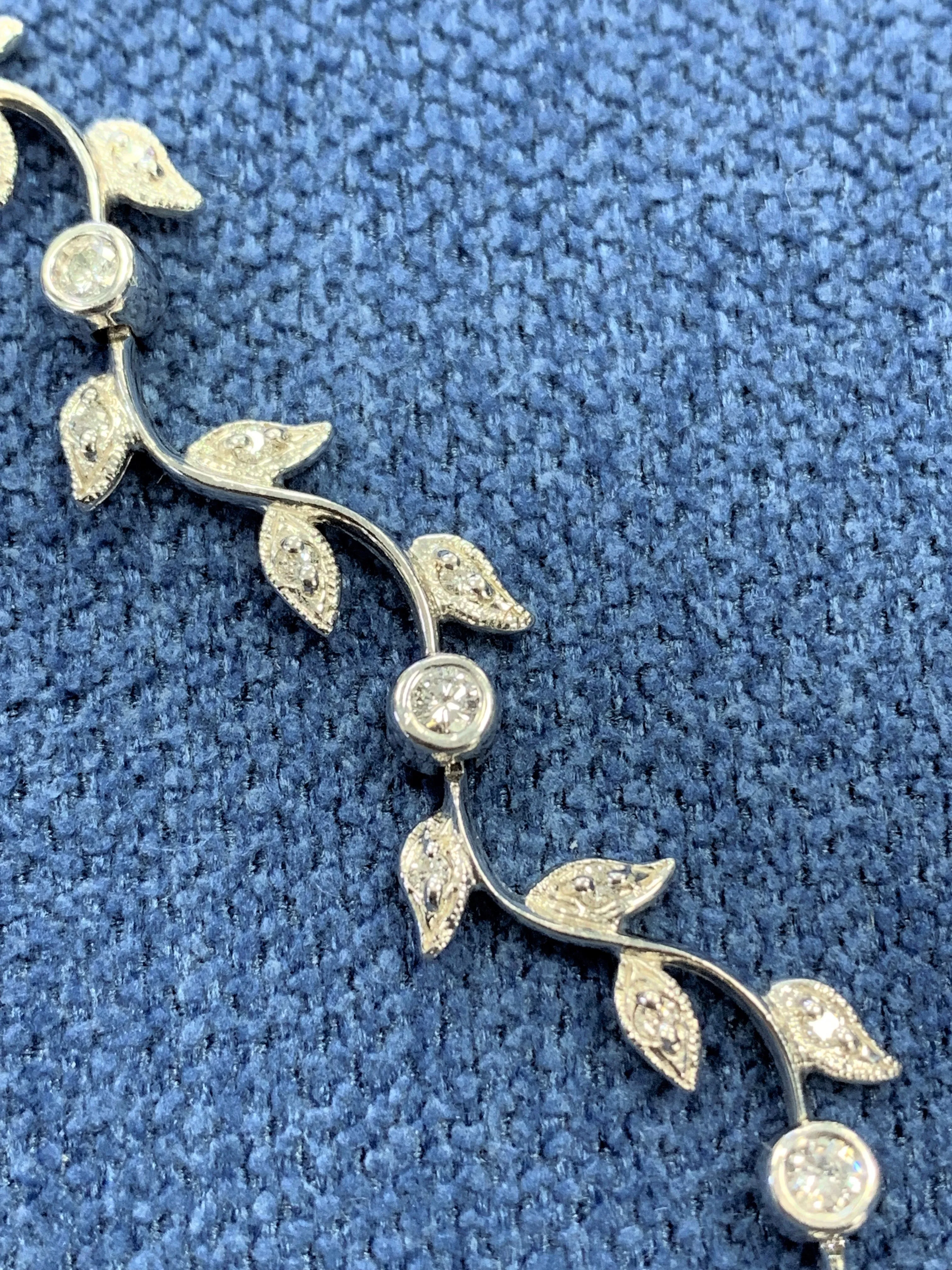 Grape Vine Necklace (1.25 ct Diamonds) in White Gold