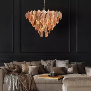 Gratus Luxe Tangerine Glass Leaf Chandelier