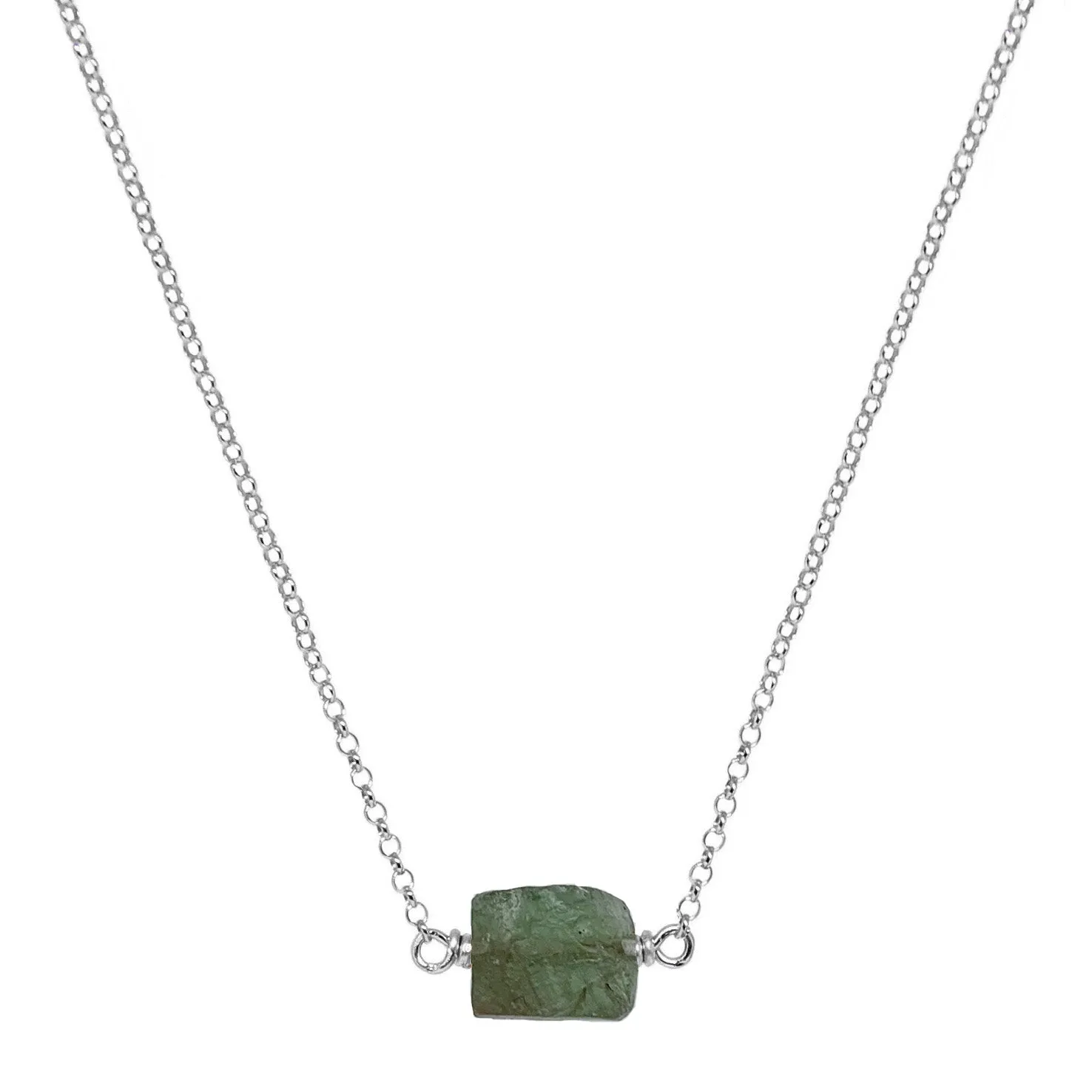 Green Garnet Nugget Necklace | Sterling