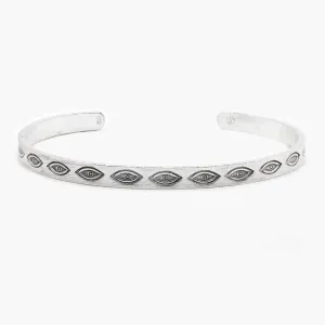 Hand-Forged Multi Evil Eye Polished Silver Bangle