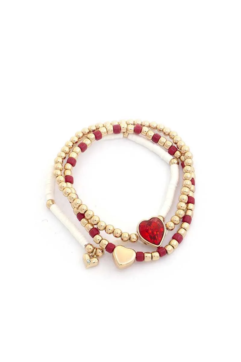 Heart Beaded Assorted Bracelet Set