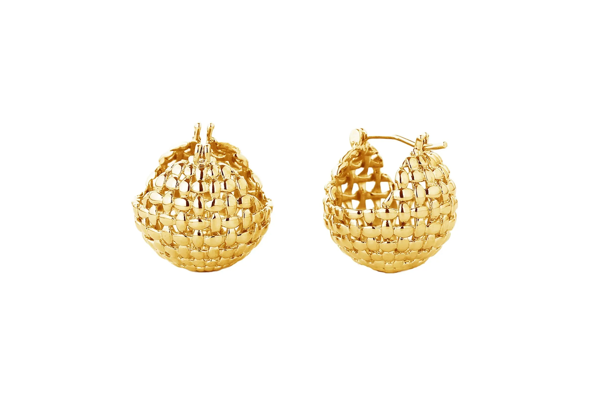 Hoop 14K Small Basket Earrings for Women