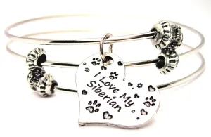 I Love My Siberian Triple Style Expandable Bangle Bracelet