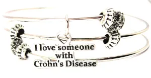 I Love Someone with Crohn's Disease Triple Style Expandable Bangle Bracelet