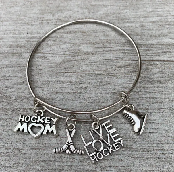 Ice Hockey Mom Bangle Bracelet