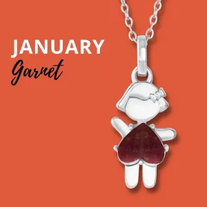 JANUARY Birthstone Little Girl Necklace in Garnet