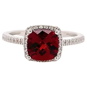 January Garnet & Diamond Ring