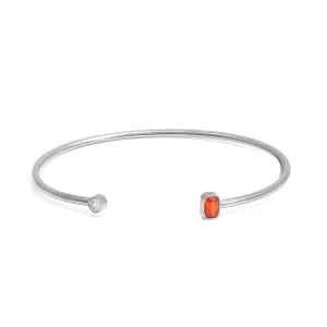 January Garnet Birthstone Bangle - Silver