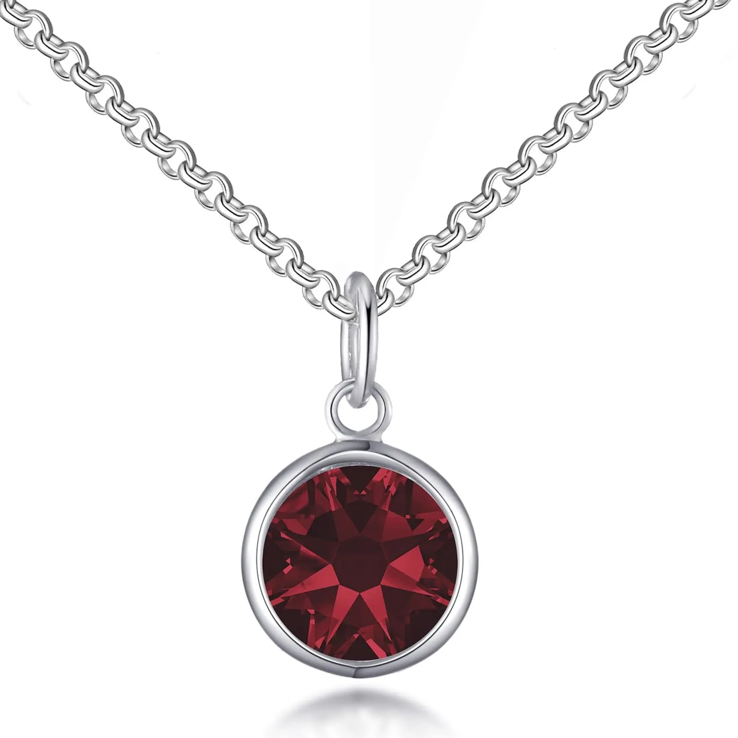 January (Garnet) Birthstone Necklace Created with Zircondia® Crystals