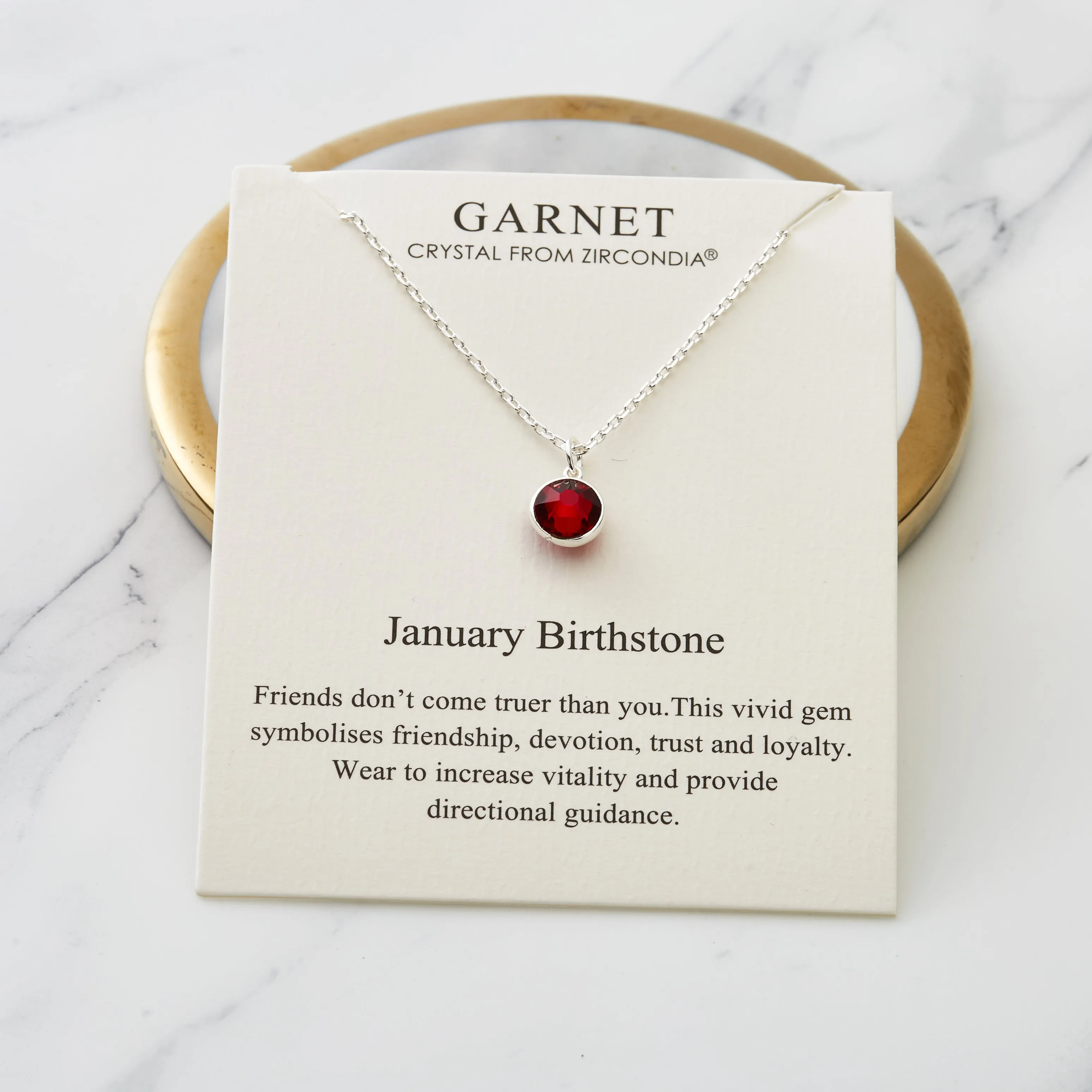 January (Garnet) Birthstone Necklace Created with Zircondia® Crystals