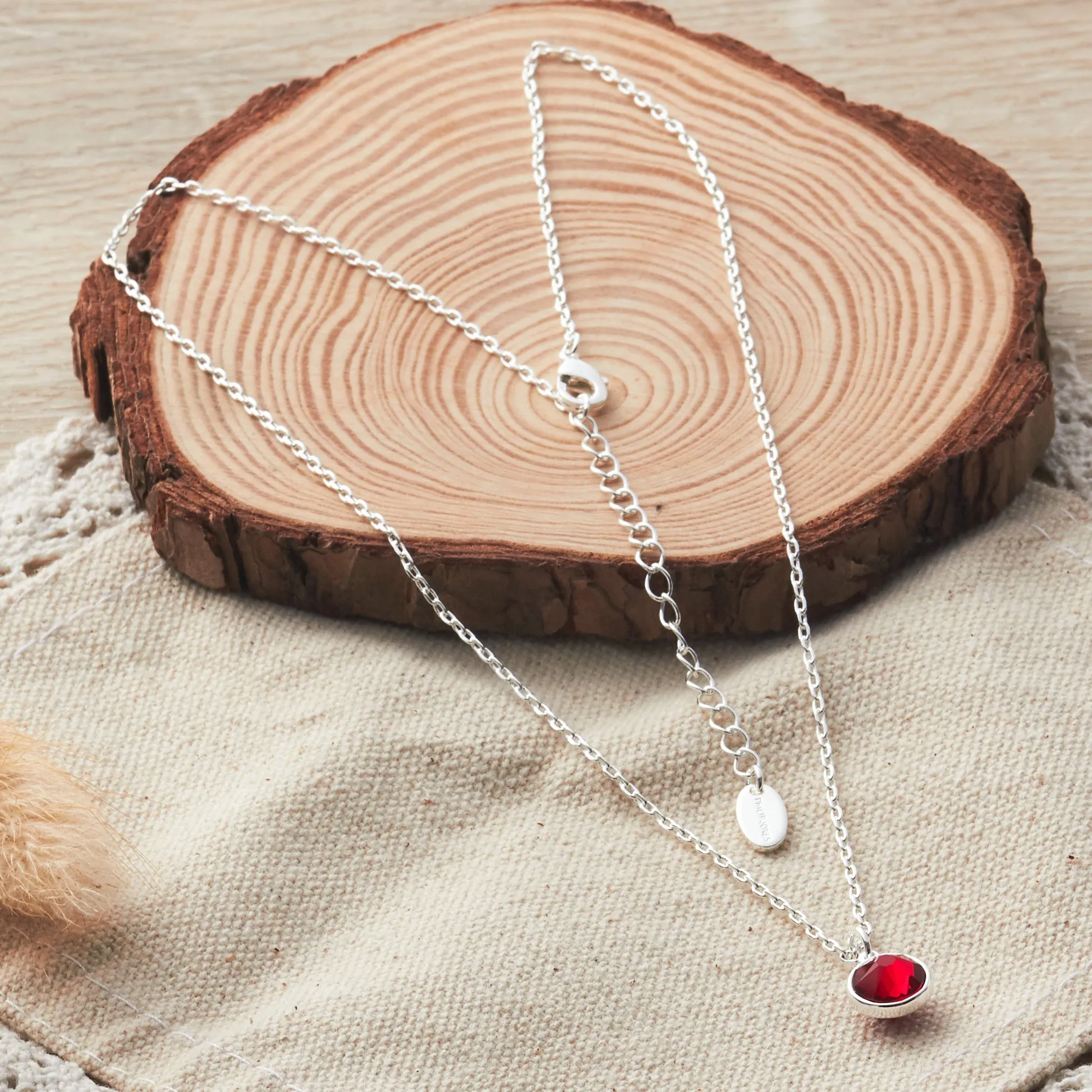 January (Garnet) Birthstone Necklace Created with Zircondia® Crystals