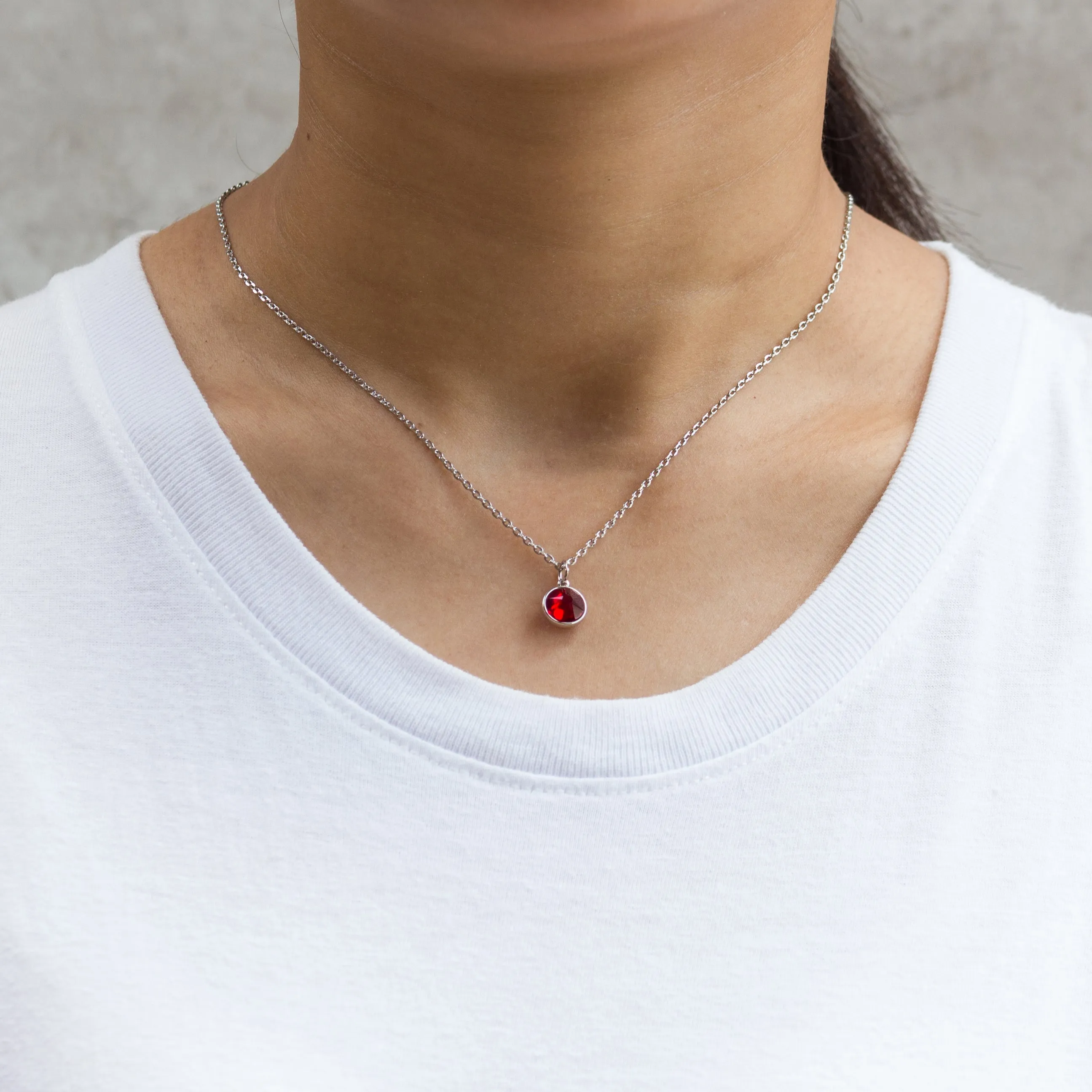 January (Garnet) Birthstone Necklace Created with Zircondia® Crystals