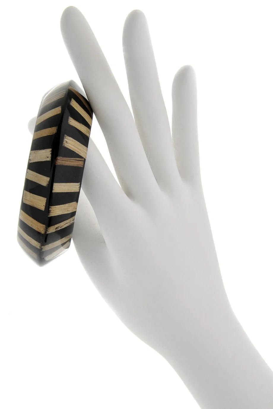 KENNETH JAY LANE ZEBRA Black Resin Bracelet