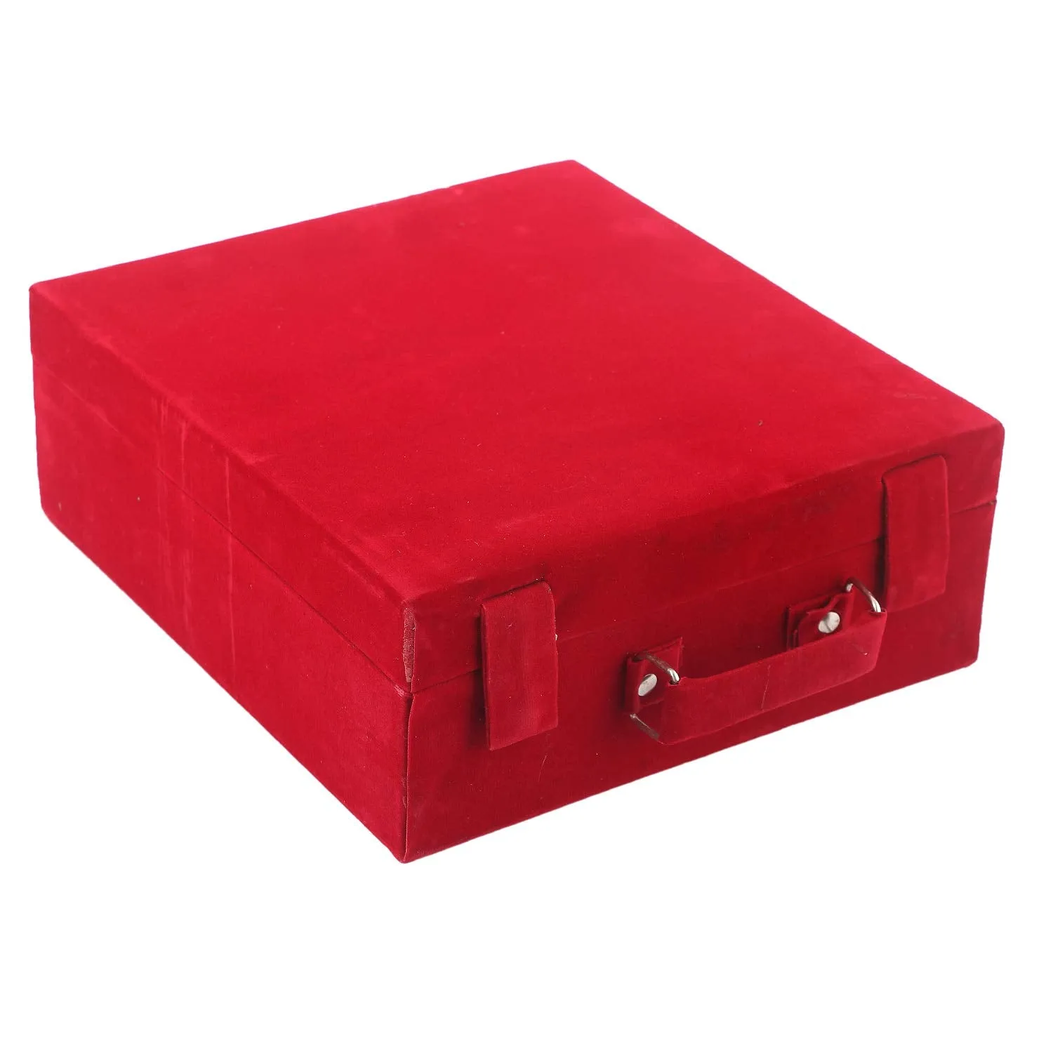 Kuber Industries Wooden 3 Rod Velvet Bangle Storage Box CTKTC22736 (Maroon)(Square)