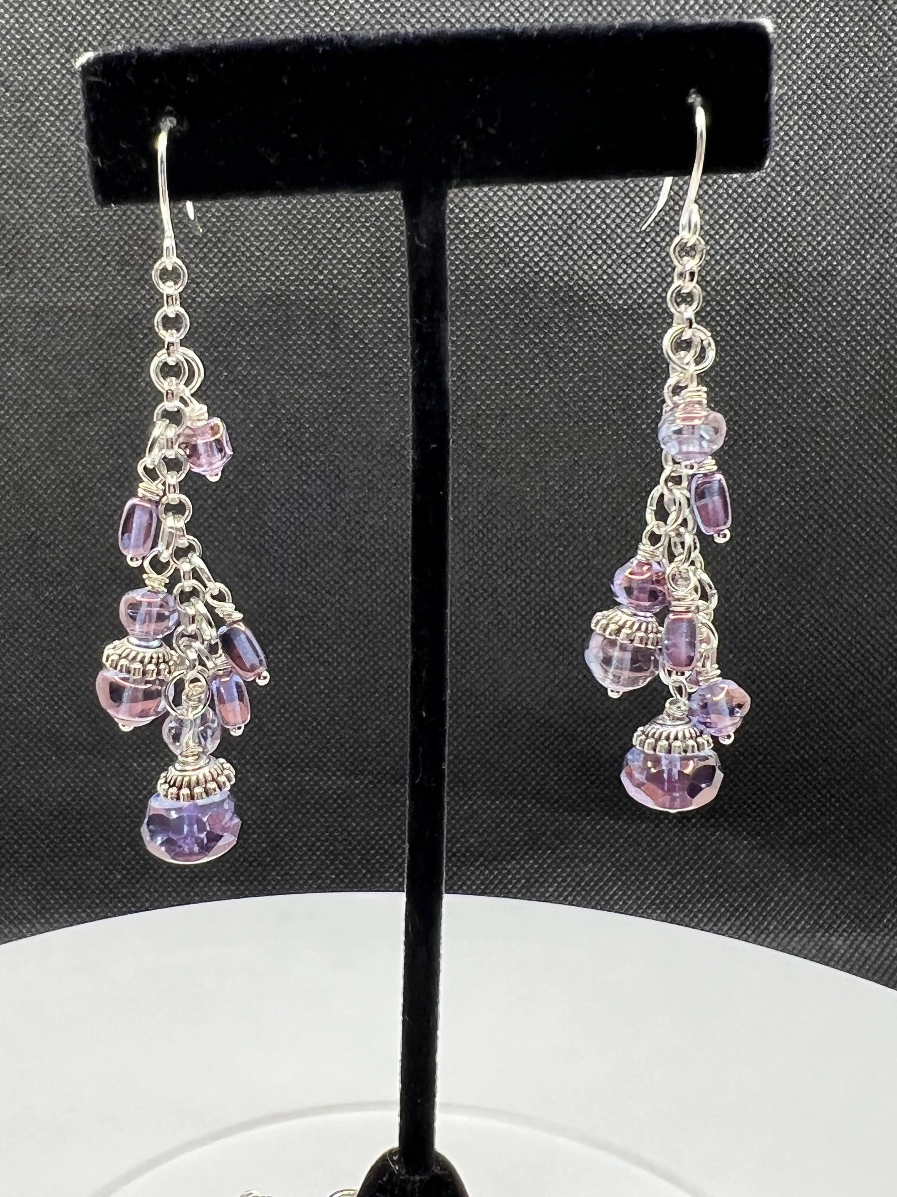 Lavender Amethyst Luster Double-Strand Bracelet and Dangle Earrings