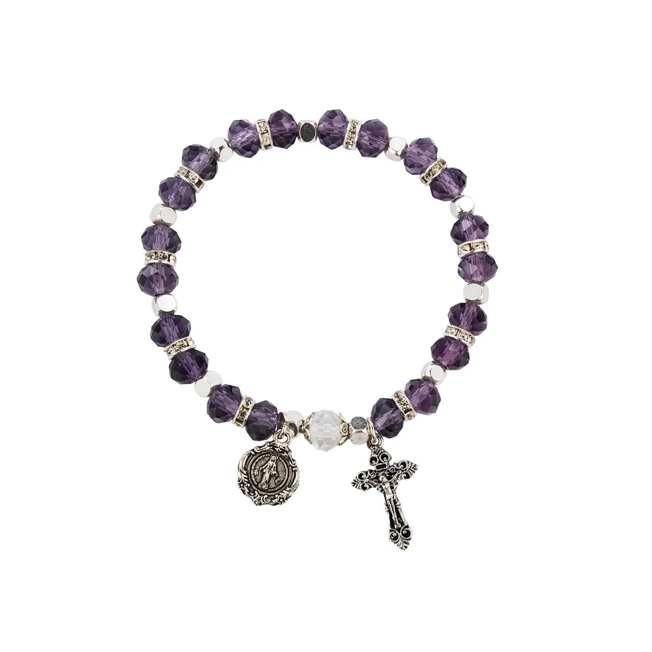 LIGHT AMETHYST ROSARY STRETCH  BRACELET-B812C