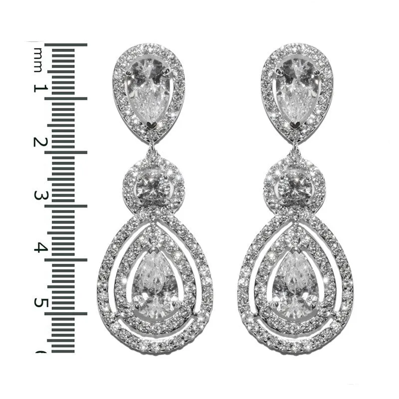 Louisa Pear Halo Chandelier Earrings