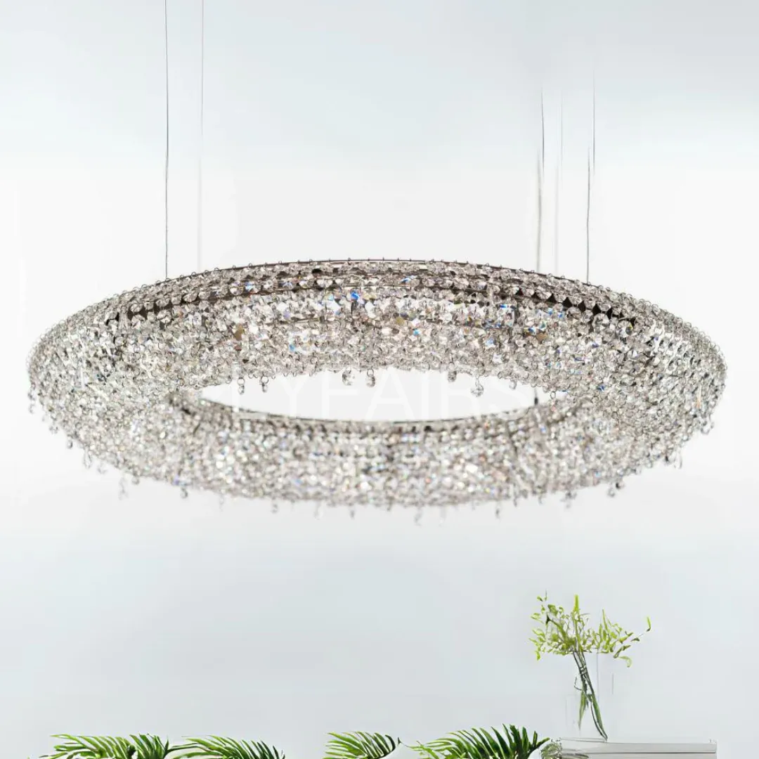 Luxury Circle Colorful Crystal Chandelier for Living Room/Low-ceiling