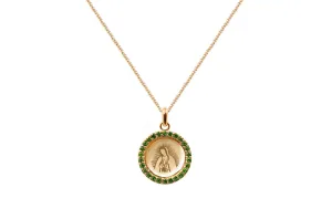 Medal Our Lady of Guadalupe | Virgen de Guadalupe Gold & Green Garnet