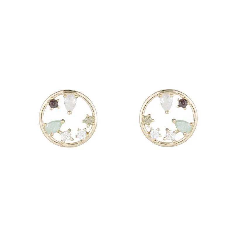 Melrose Open Circle Gemstone Stud Earrings