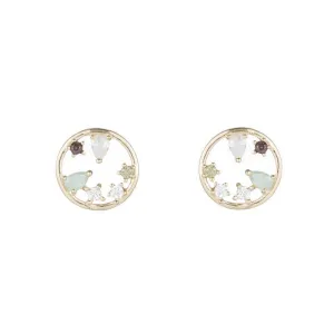 Melrose Open Circle Gemstone Stud Earrings