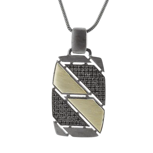 Men's Ruthenium Necklace In 14k Gold With Diamonds