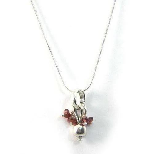 Michael Bromberg Sterling Silver and Garnet Pomegranate Necklace