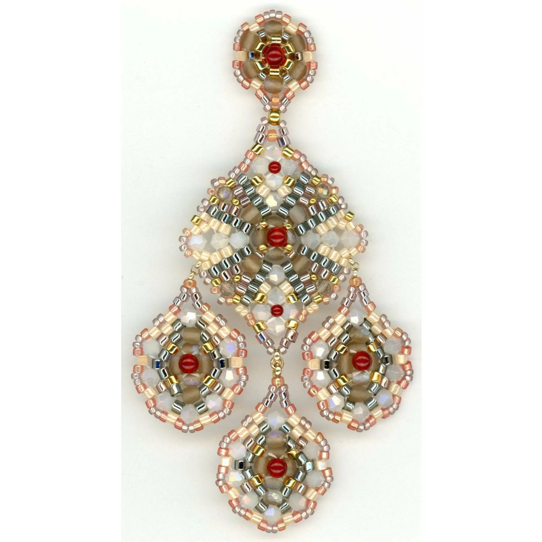 MIGUEL ASES Carnelian Mix 5 Drop Chandelier Large Statement Earring