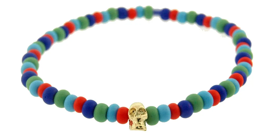 Mini Yellow Gold Skull Beaded Bracelet