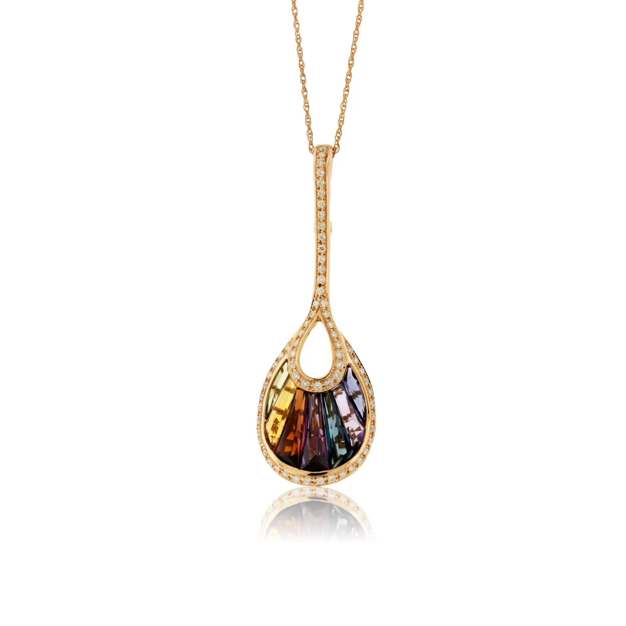 Mixed Gemstone & Diamond Drop Pendant