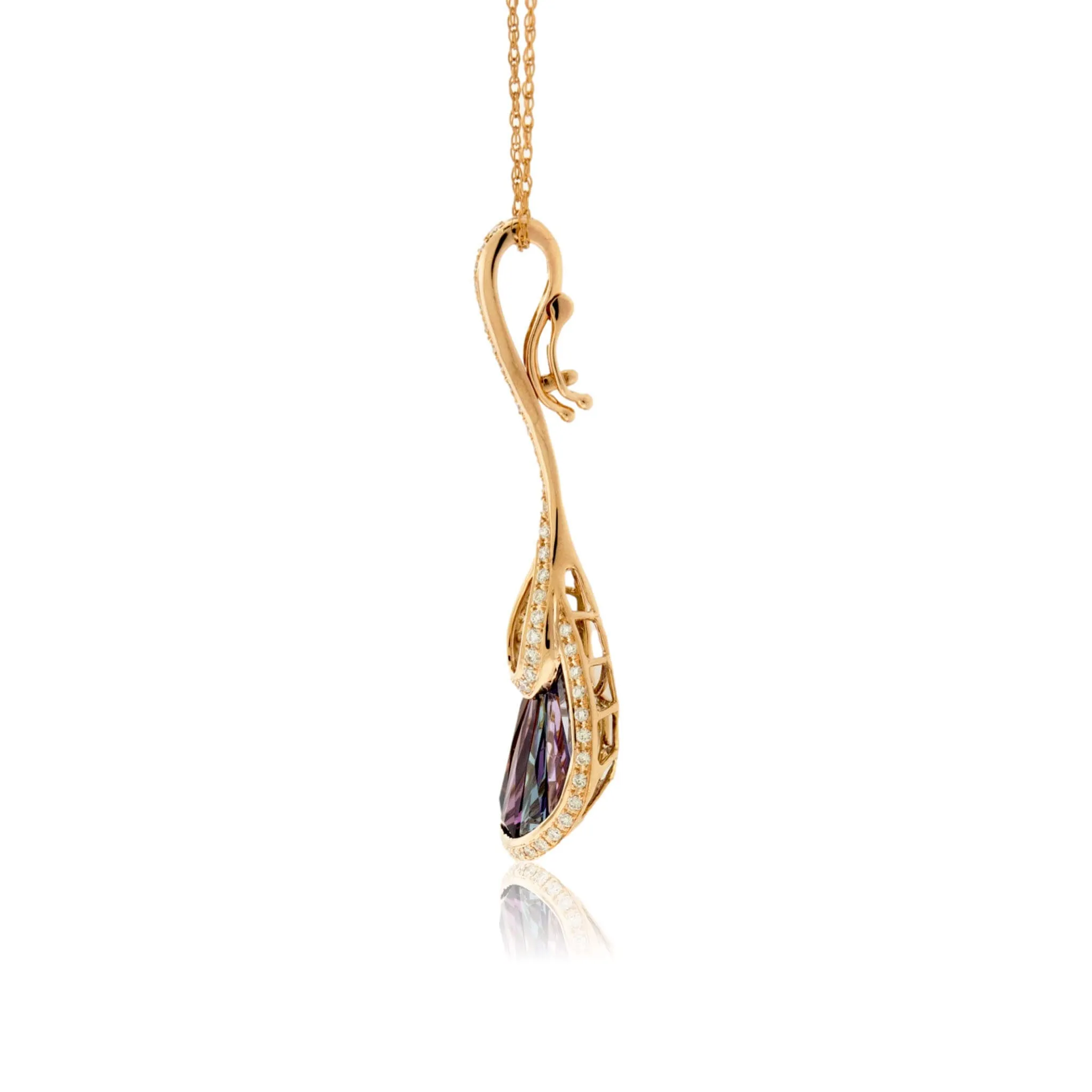 Mixed Gemstone & Diamond Drop Pendant