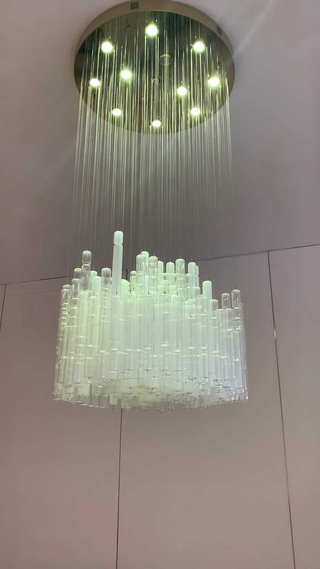 Modern Creative Art Design White&Transparent Tube  Chandelier for Staircase/Foyer/Living Room