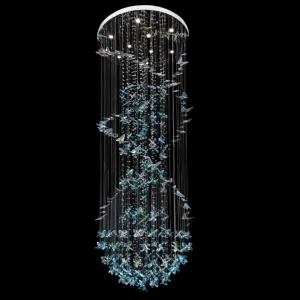 Modern Floating Blue Butterfly Crystal Chandelier for Living Room/Staircase/Foyer