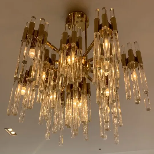 Modern Luxury Tiered Glass Cylinders Chandelier for Living Room/Bedroom/Dining Room/Bathroom