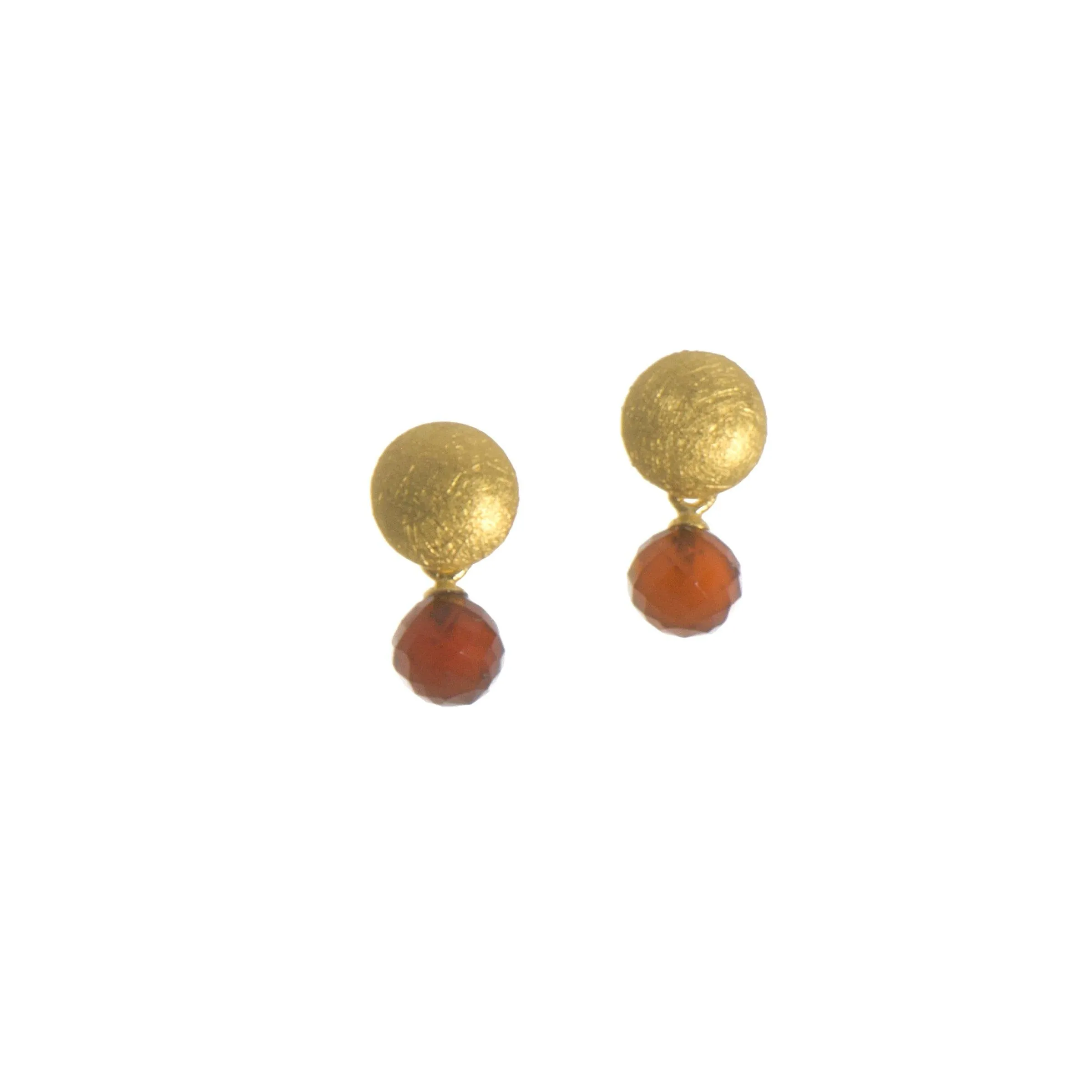 Moon Garnet Round Faceted Earrings 24K Fair Trade Gold Vermeil