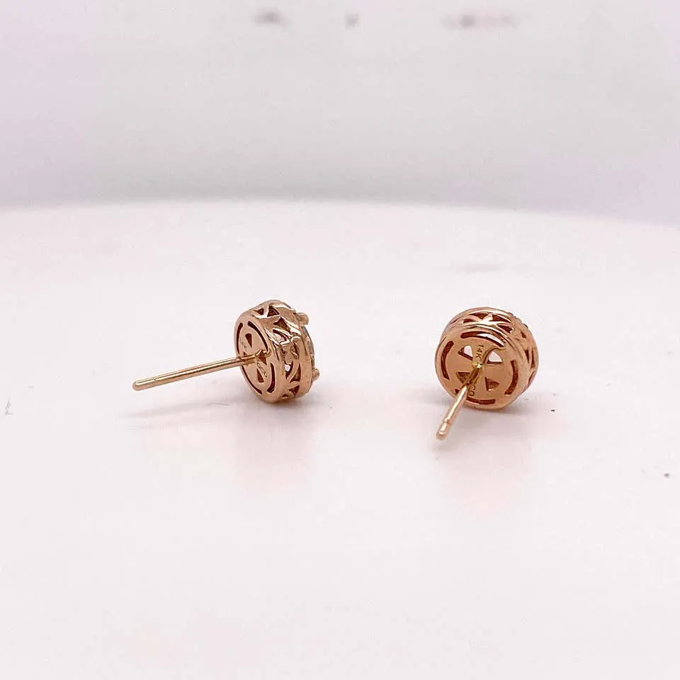 Morganite Diamond Halo Stud Earrings