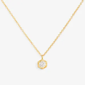 N9903W | 3.5mm White Diamond Hexagon Necklace