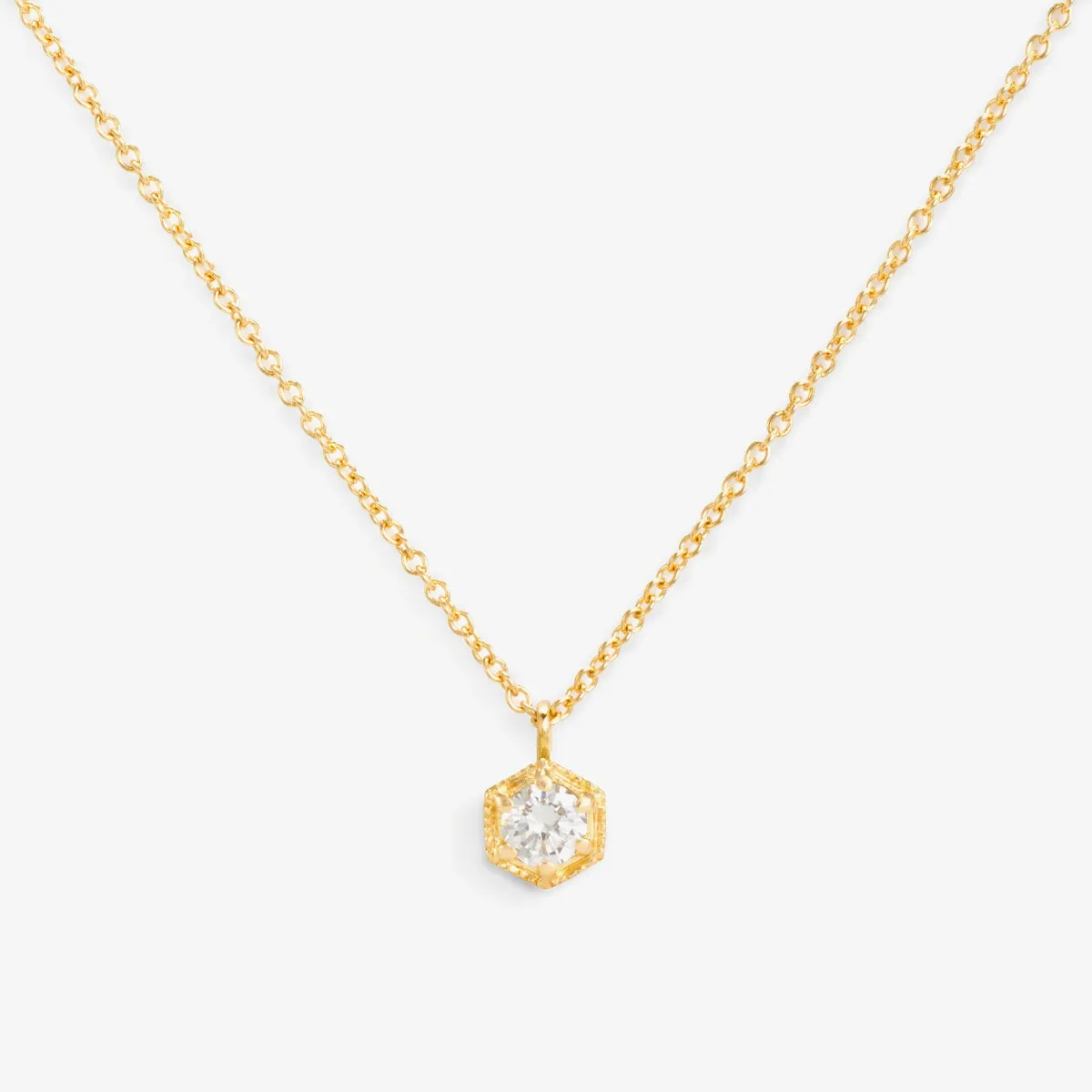 N9903W | 3.5mm White Diamond Hexagon Necklace