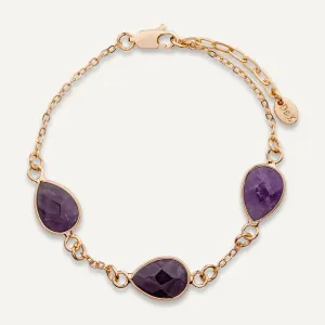 Natural Amethyst Stone Gold Clasp Bracelet In Gold-Tone