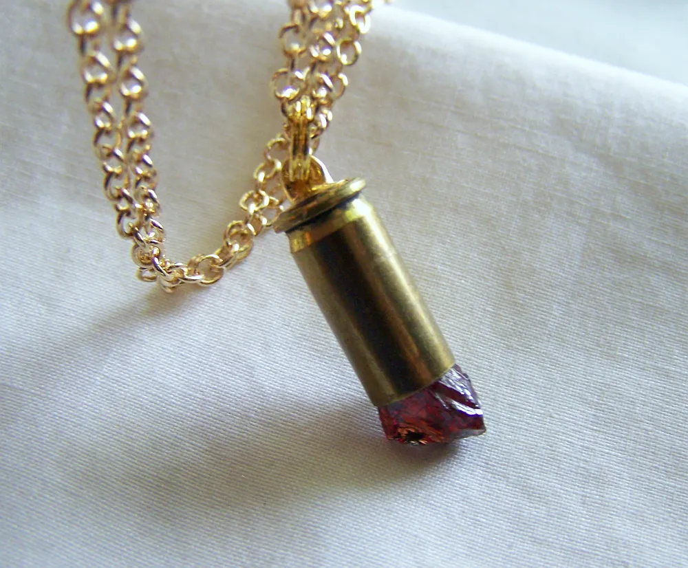 Natural Dark Red Garnet Raw Gemstone Bullet Jewelry Pendant