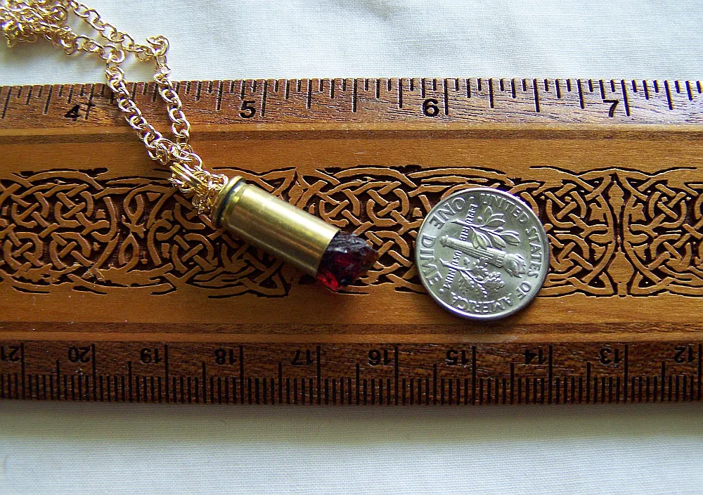 Natural Dark Red Garnet Raw Gemstone Bullet Jewelry Pendant