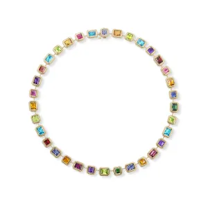 One-of-a-Kind Pillow Necklace with Rainbow Semi-Precious Stones