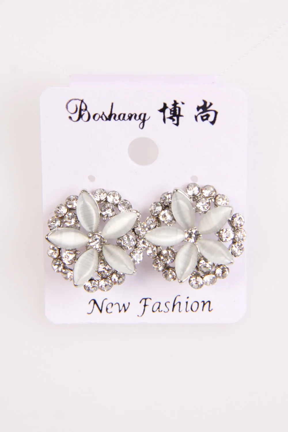 Oval and round Diamond Floral Clip on Earrings