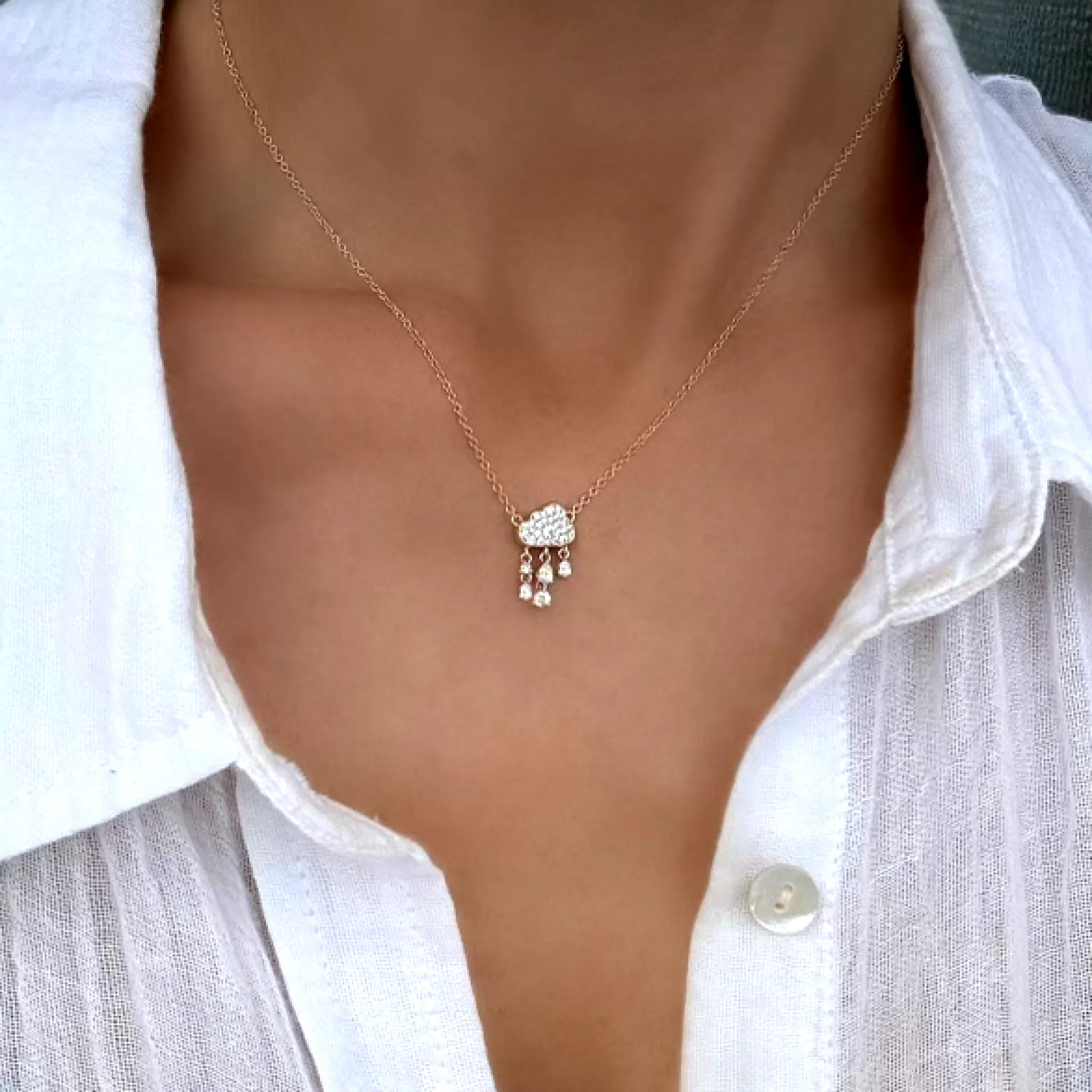 Pavé Diamond Rain Cloud Necklace | Ready to Ship