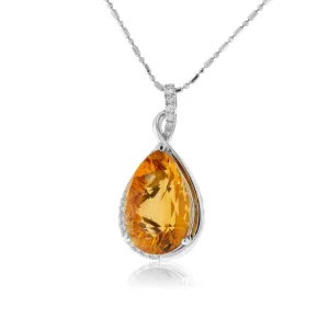 Pear Citrine & Diamond Pendant